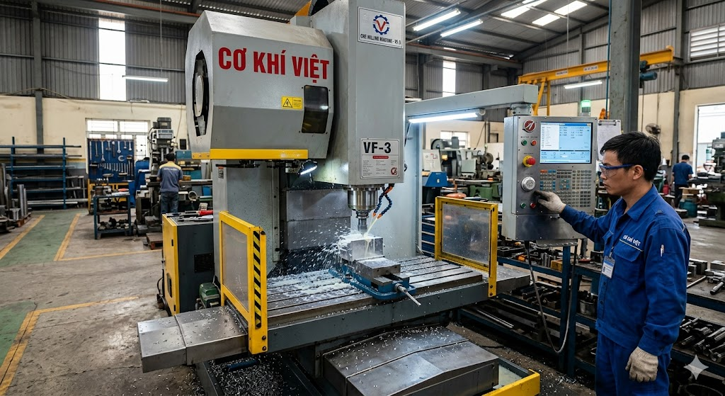 máy phay CNC tại xưởng Cơ Khí Việt